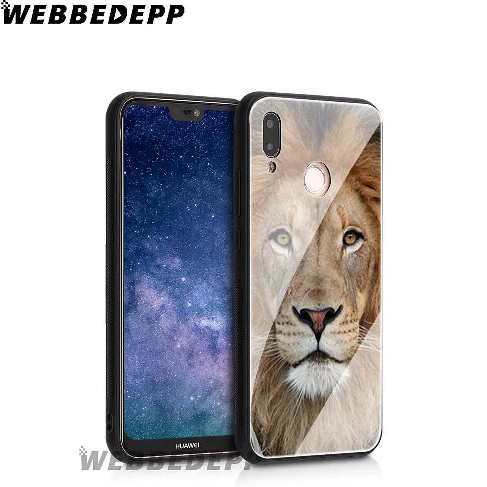 Чехол WEBBEDEPP Lion Alpha Male Cub из закаленного стекла для Huawei Mate 20 P20 P10 P Smart 2019 2018 &amp Honor 10 9 8X