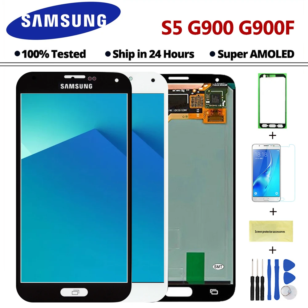 Sinmaytai 5,1 ''Супер AMOLED ЖК-дисплей для SAMSUNG Galaxy S5 ЖК-дисплей G900 G900F G900M G900H G900V SM-G900F сенсорный экран