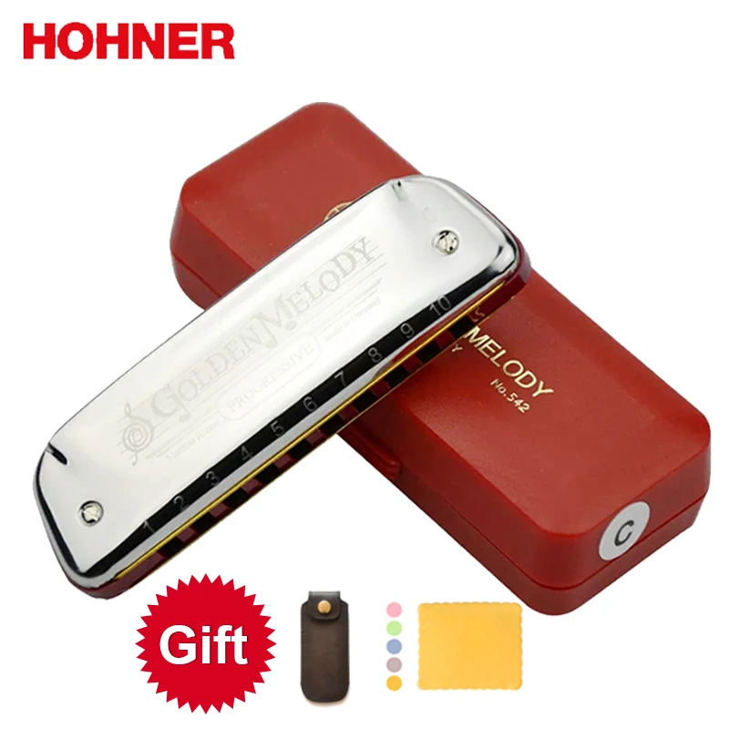 Hohner Золотая Мелодия 10 отверстий диатоническая губная гармоника блюз Арфа Gaita стандарт 10 отверстие Арфа(с красной коробкой
