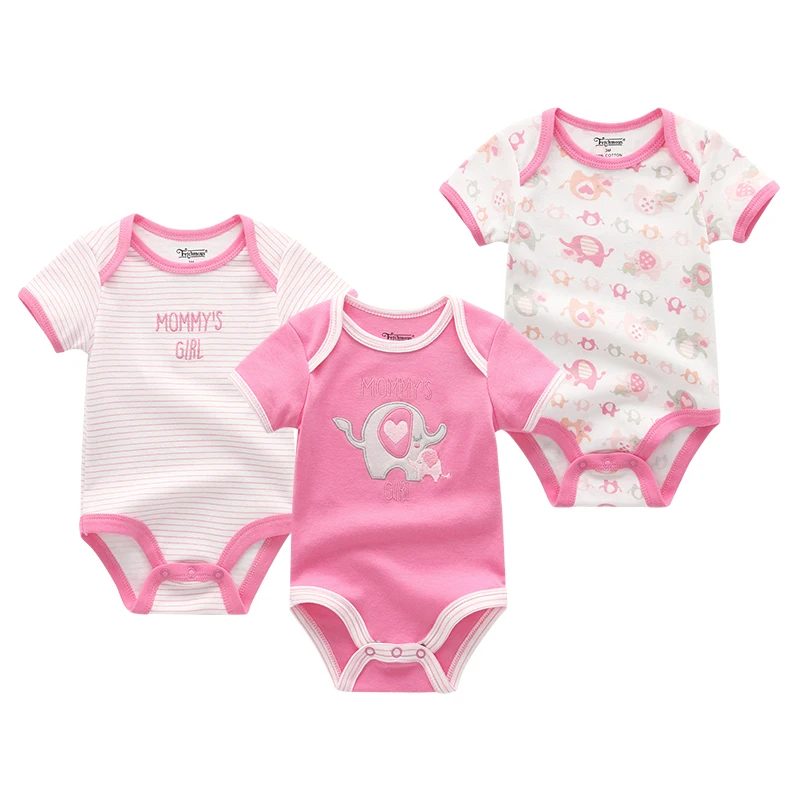 Newest 3PCS/LOT Baby Rompers Girls Clothes Short Sleeve O-Neck 0-12M Novel Newborn Boys Roupas de bebe |