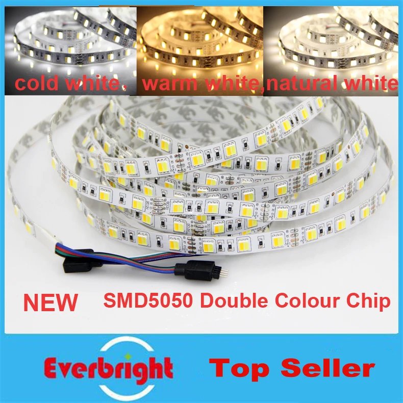 12 В постоянного тока двухцветный чип 5050 Светодиодная лента гибсветильник 60