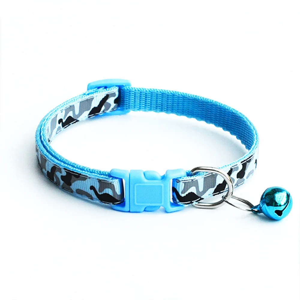 Blue Ошейник для кошек с колокольчиками, регулируемые ошейники для собак, кошек, щенков, отломленных котят, ошейник для кошек, ошейник для собак, быстросъемный SR0005 - Цвет: Blue