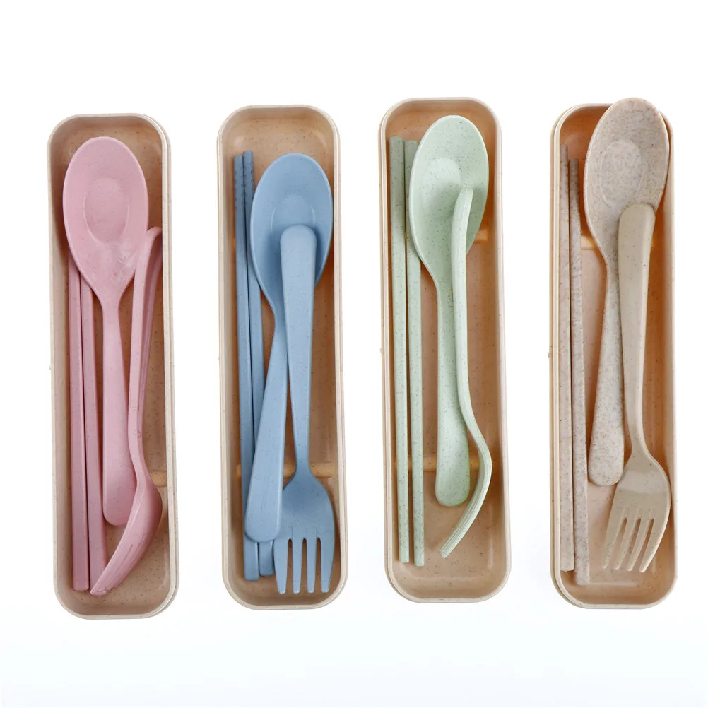 3 шт./компл. милые портативные дорожные столовые приборы для взрослых вилка из