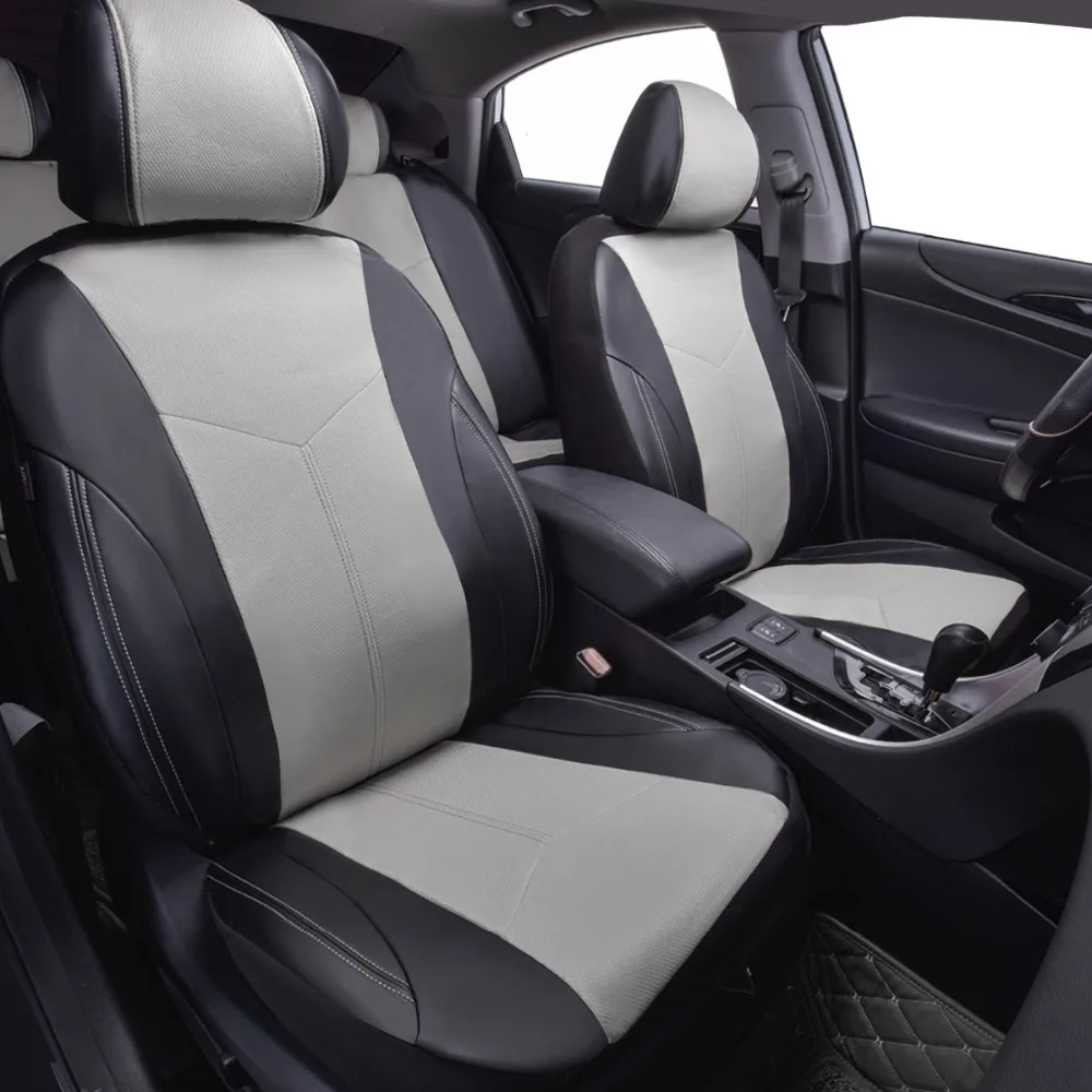 Универсальный чехол для автомобильного сиденья из искусственной кожи серого и