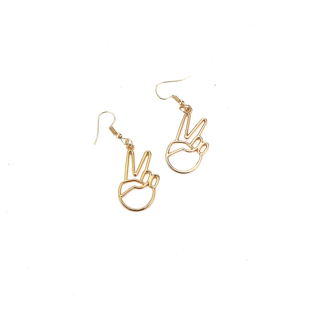 Серьги длинные капли простые Подвесные серьги дизайн победный знак для женщин