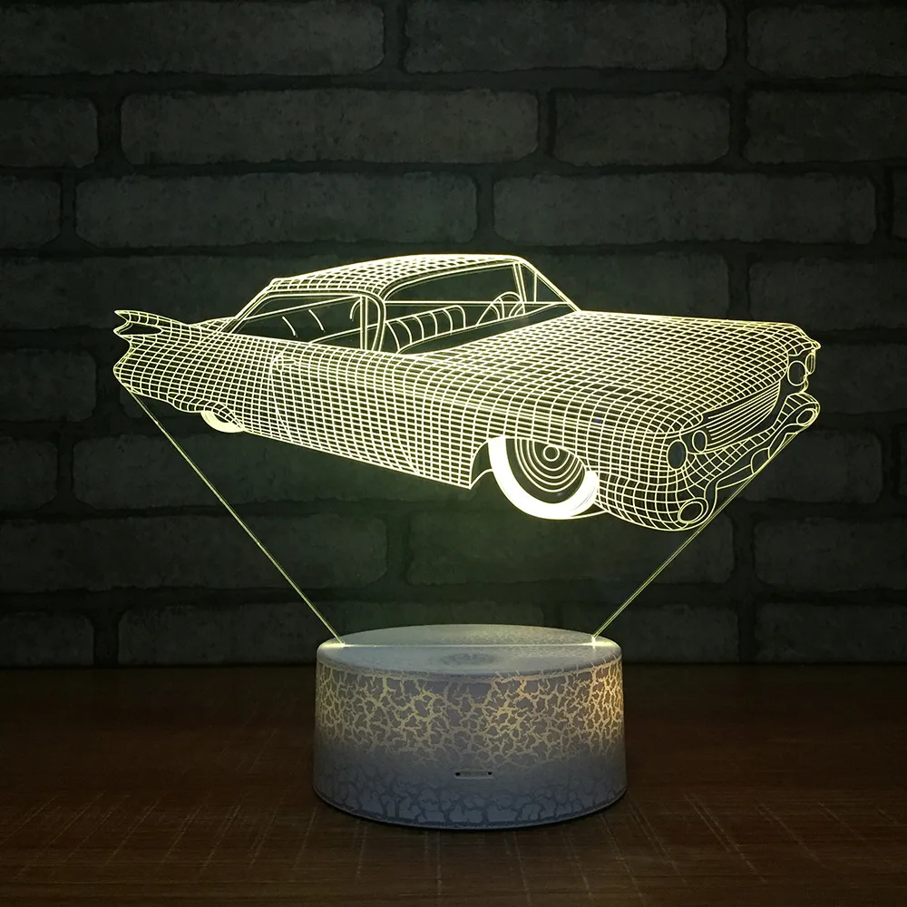 7 цветов Изменение 3d маленькие 3d светильники креативные автомобильные 3d лампы мальчик спальня прикроватная декоративная детская лампа