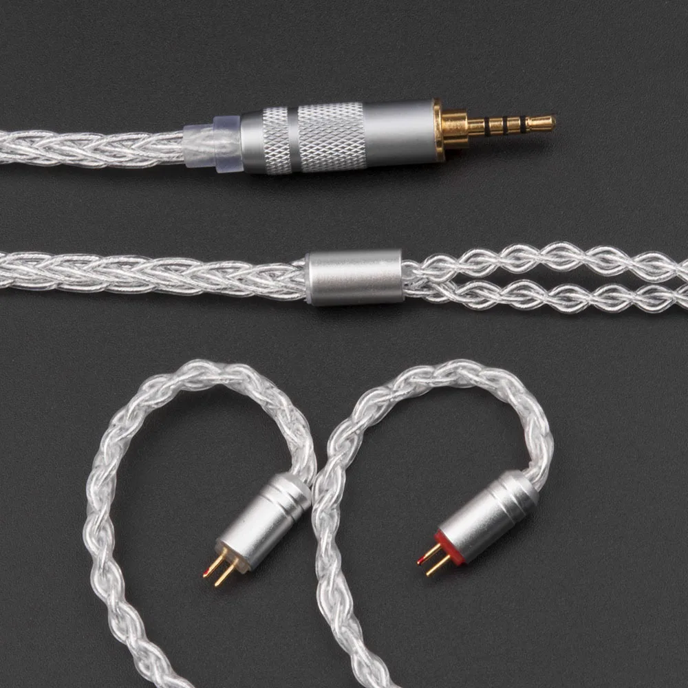 8 штук 3 5 мм 2 4 кабель MMCX для Shure SE215 SE535 SE846 pin ZS10 ZST ZAR ES4 ZS6 наушники посеребренный