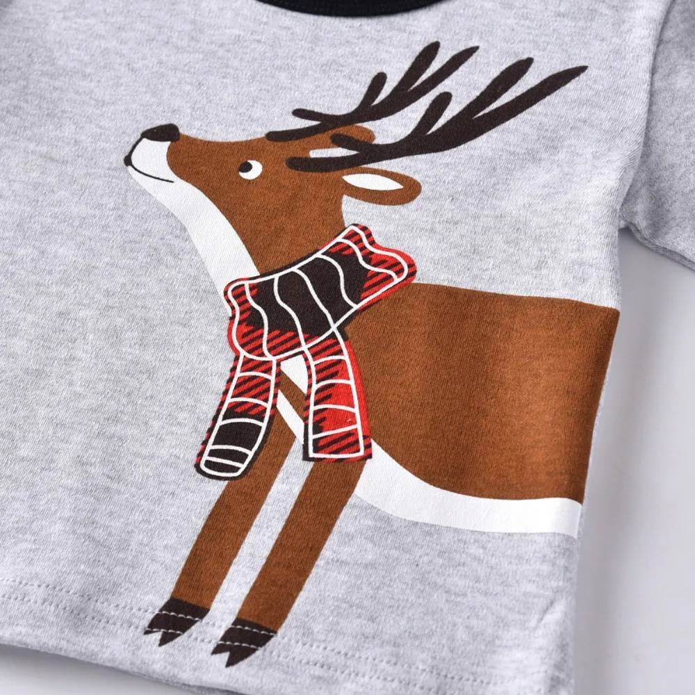 

Children's Home Clothes Children's Christmas Pajamas Home Set Boys And Girls Printed Christmas Deer Plaid Pants Two-piece