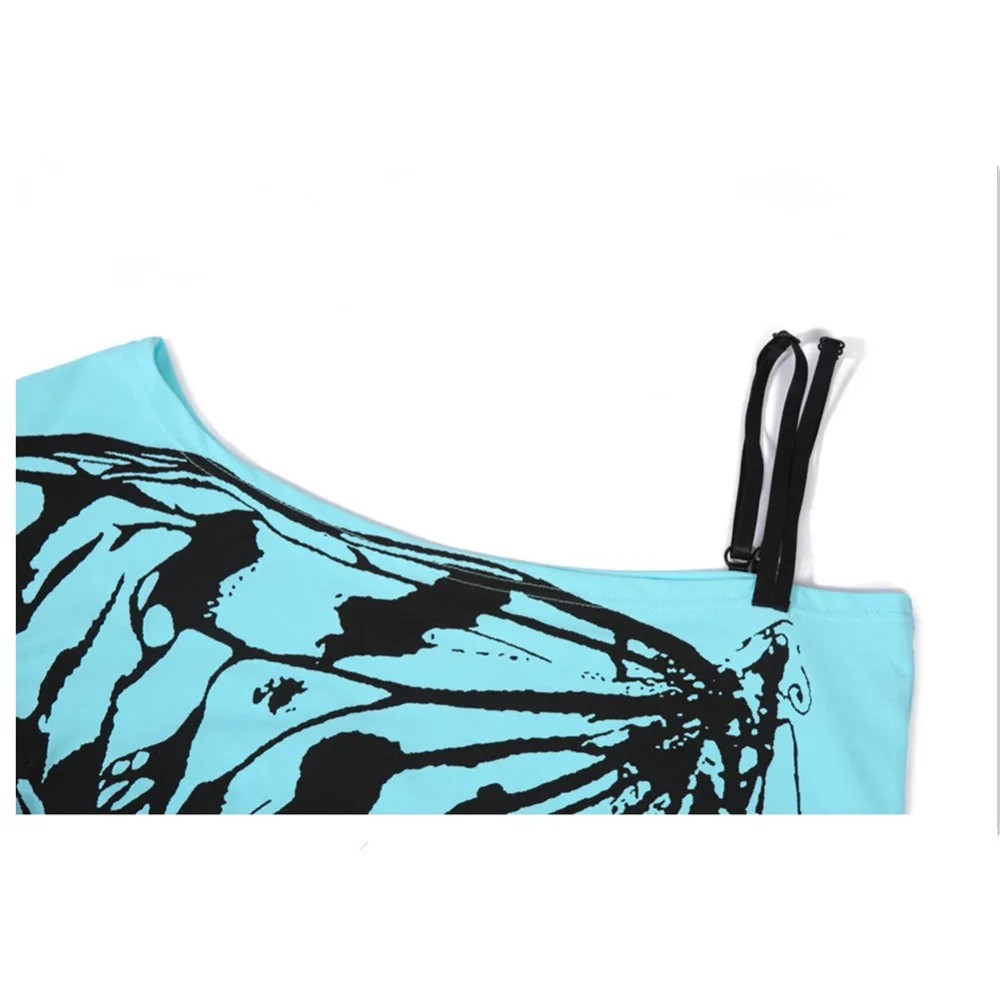 2017 модная женская футболка с принтом бабочки летний подвесной Слинг хлопок дикая