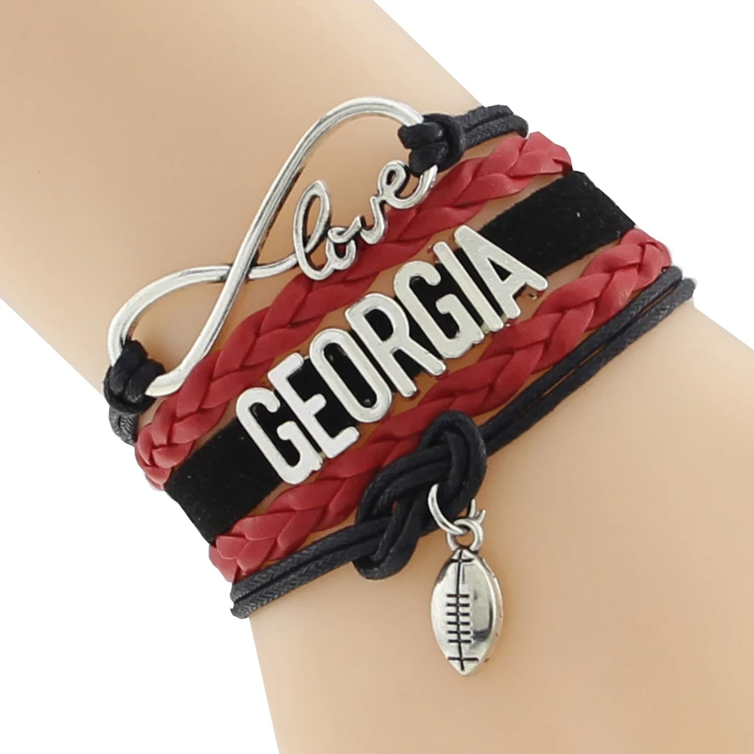 Бесконечность любовь Джорджия футбольная команда браслет черный красный
