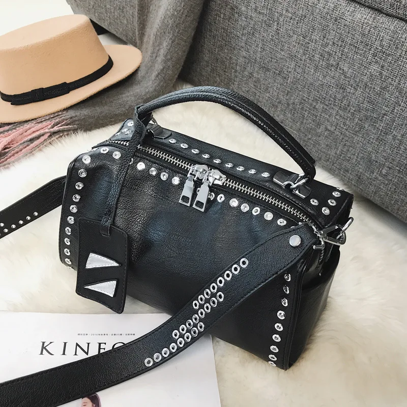 2018 новая женская сумка высокого качества на ремне модная плечо с заклепками