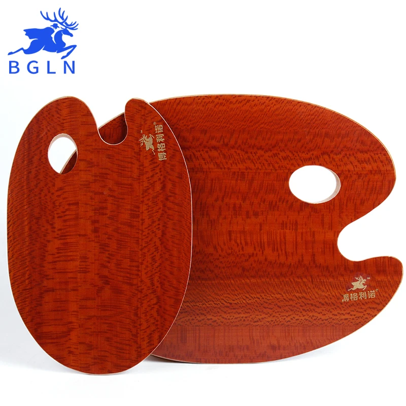 BGLN 1Pcs Oval Oil Painting Palette Wooden Walnut Color Professional Acrylic Paint Tray Artist Paleta Art Supplies | Канцтовары для