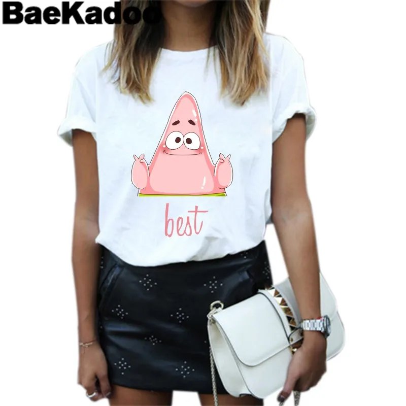 Новая женская футболка BAEKADOO в стиле Харадзюку рубашки с мультяшным принтом