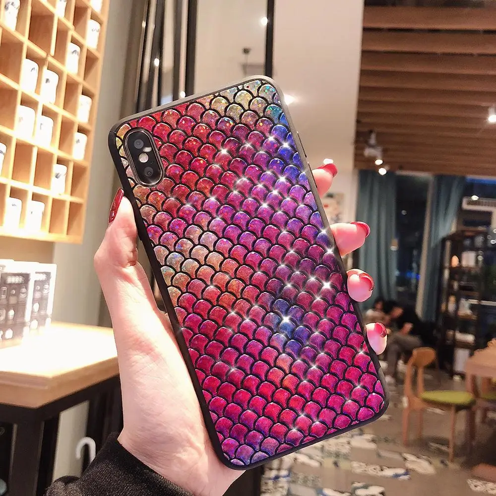 Розовый Русалка детские весы лазерной чехол для iPhone 11 Pro X XS Max 6 6s 7 8 Plus 5 5S SE чехол для телефона для samsung Примечание 10 S10 S9 A9 A7 A50 - Цвет: Розовый