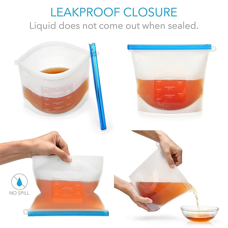 

Infant Reusable Silicone Food Bag Milk Freezer Sealing Silicone Bags Snack Fruit Baby Feeding Food Storage Boxes