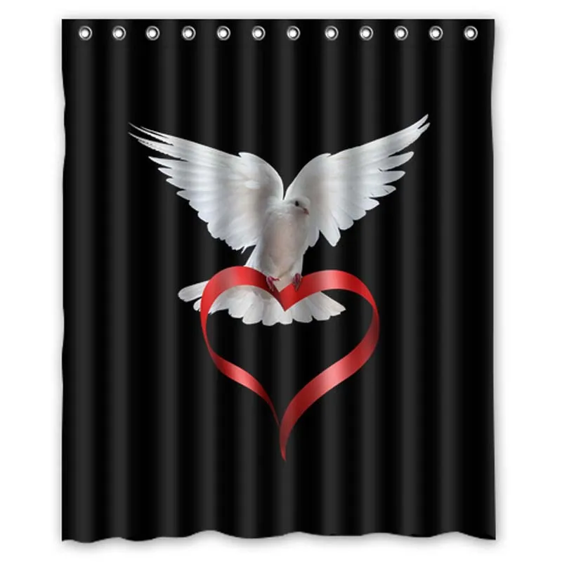 Занавески для душа Dove Red Love Flame Art - индивидуальный дизайн творческого занавеса в ванную комнату из полиэстера, водонепроницаемые.