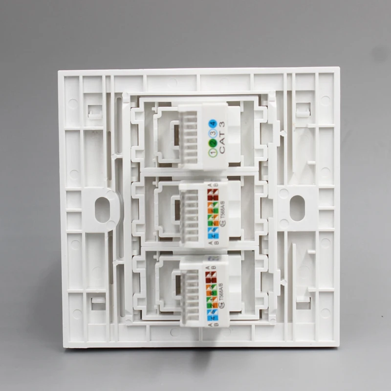 CAT3 RJ11 розетка для телефона с двойным сетевым портом CAT5E RJ45 Lan настенная 86x86 мм