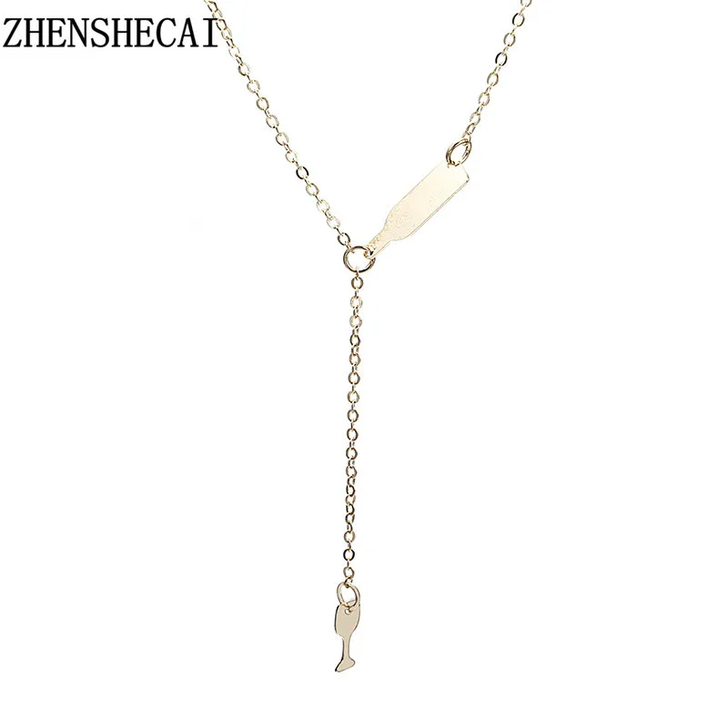 Цепочка золотистого цвета крошечное колье чокер с винными бутылками для женщин