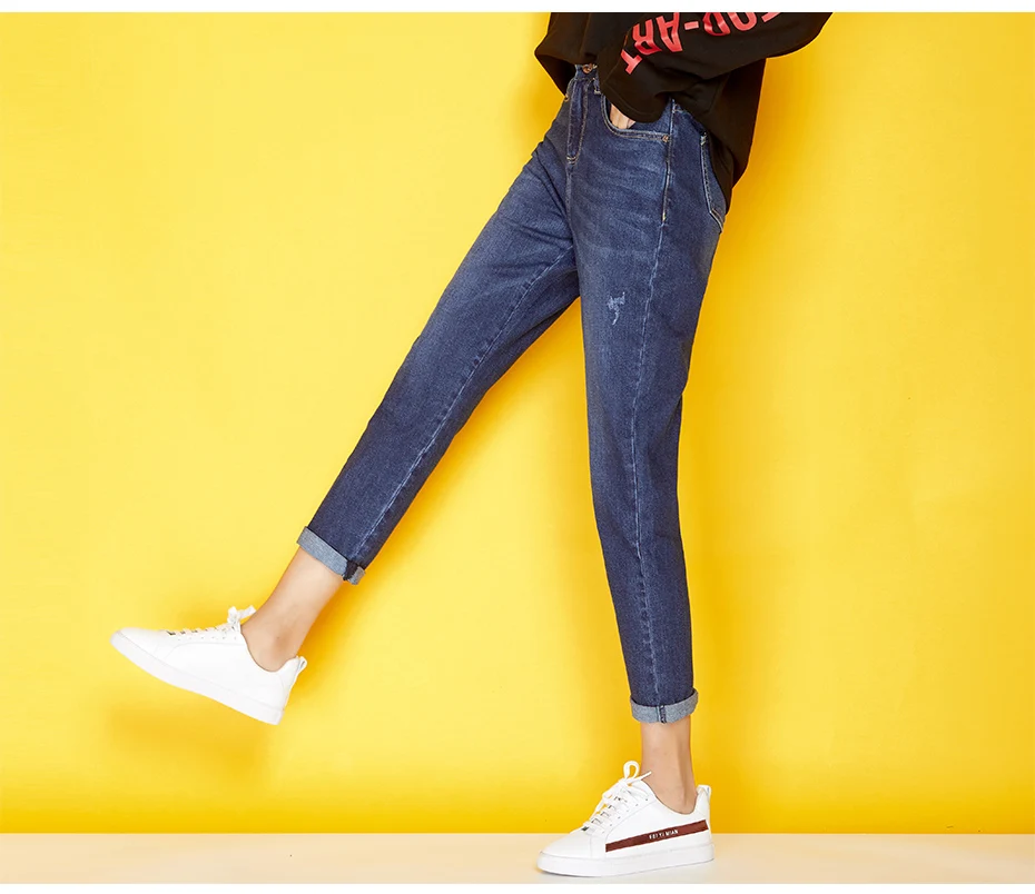 LEIJIJEANS, Новинка осени, винтажный стиль, отбеливатель размера плюс XL, хлопковые джинсы, средняя талия, деним, темно-синие, свободные, гарем, джинсы для женщин 7290