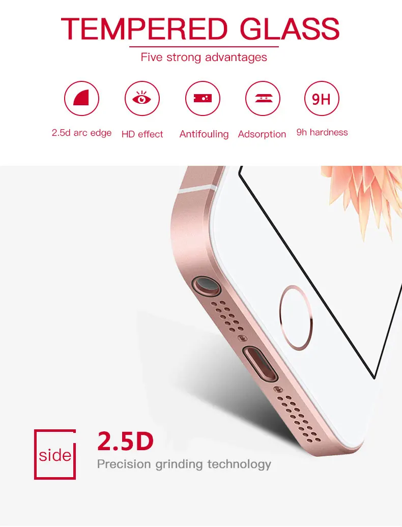 Защитный чехол из закаленного стекла 9H для iPhone 7 7Plus 4 4S 5 5S 5C 5SE 8X6 6S Plus XR Xs Max, Защитная пленка для телефона