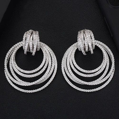 Silver Missvikki, популярные, очаровательные, блестящие, полный Топ, кубический цирконий, круглые серьги для женщин, благородный символ, важное событие, Эфирное ювелирное изделие - Окраска металла: Silver
