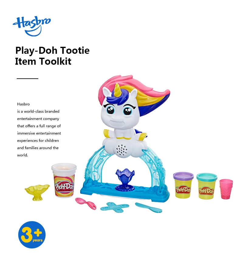 Набор для мороженого Hasbro Play-Doh Tootie the Unicorn с 3 нетоксичными цветами Play Doh color Swirl Compound