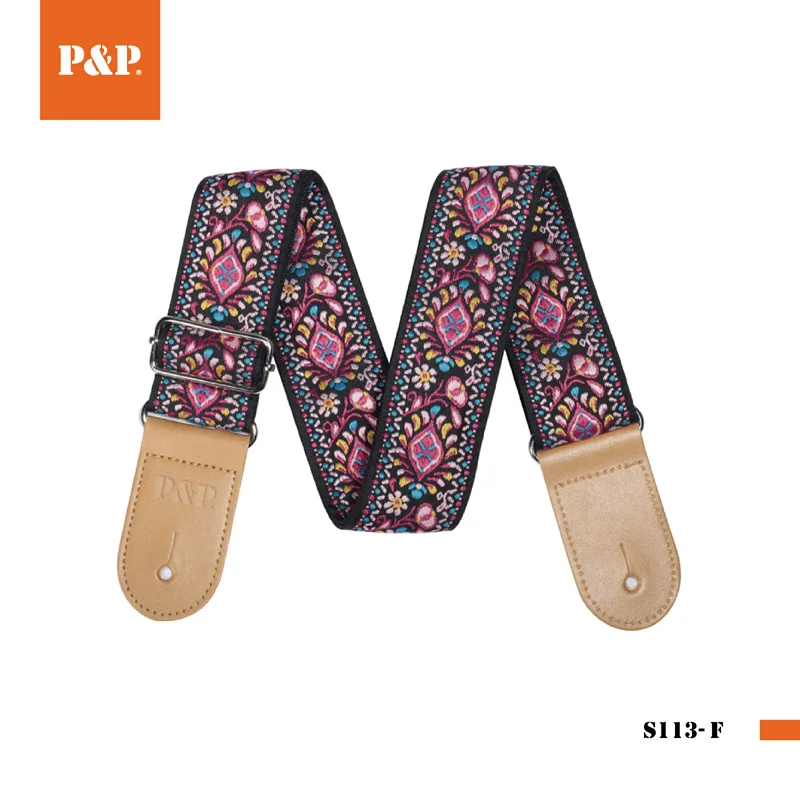 Вышитый гитарный ремешок для обработки музыкальных инструментов Национальный