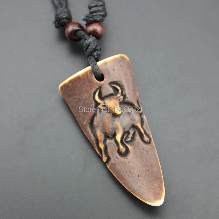 Коричневая имитация кости яка Резные 12 знаков зодиака созвездия подвески