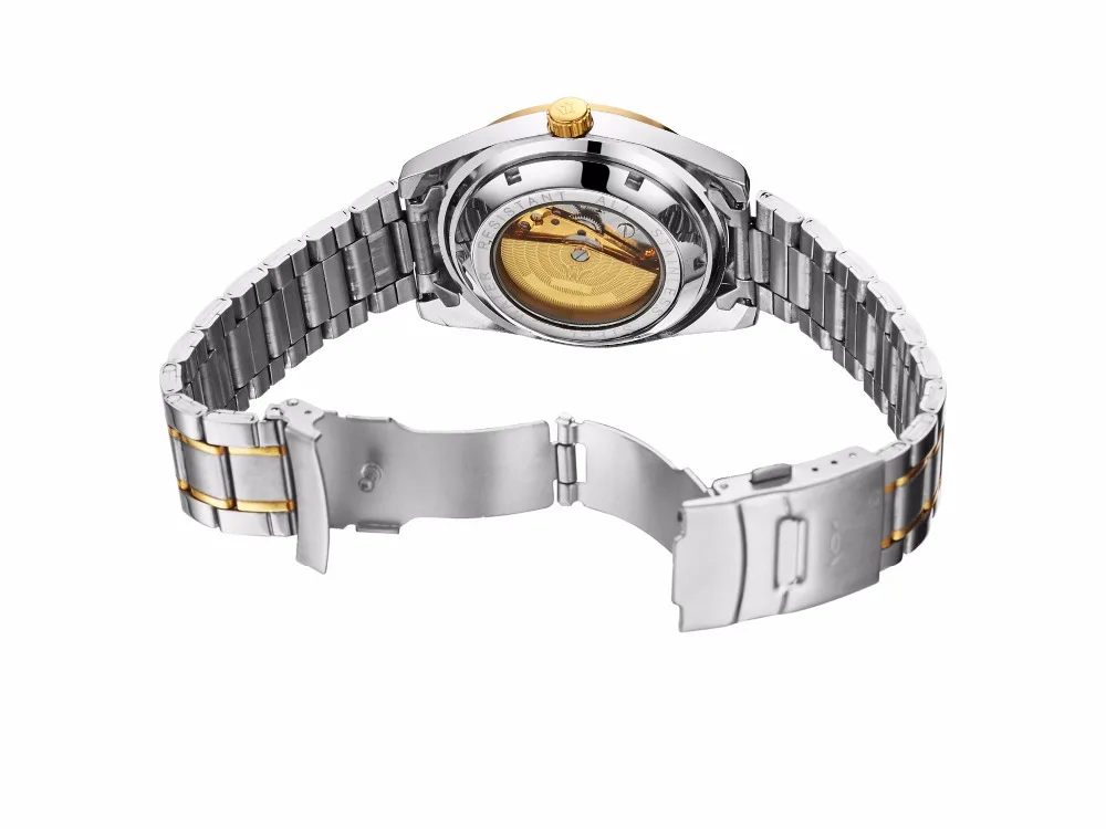 Автоматические Мужские наручные часы OUYAWEI роскошный золотой чехол браслет из