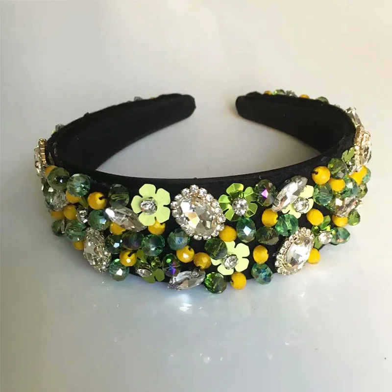 Baroque Sequins Flower Crown Pearl Headband Wedding Jewelry Hair Accessories Handmade Full Crystal Bead Dream bijoux cheveux | Украшения и