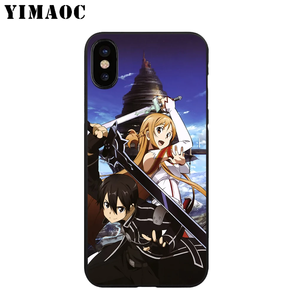 YIMAOC Sword Art онлайн Мягкий ТПУ Черный силиконовый чехол для iPhone X или 10 8 7 6 6S Plus 5 5S SE Xr