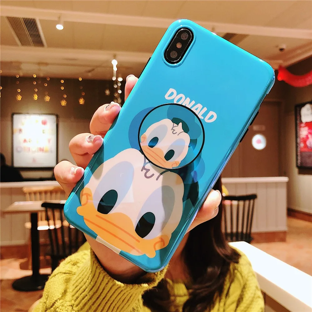 Для iPhone 11 Pro MAX забавные мультяшные милые очаровательные девчачьи мышь утка кронштейн Blue Ray IMD чехол для iPhone XR XS MAX X 6 6S 7 8 Plus