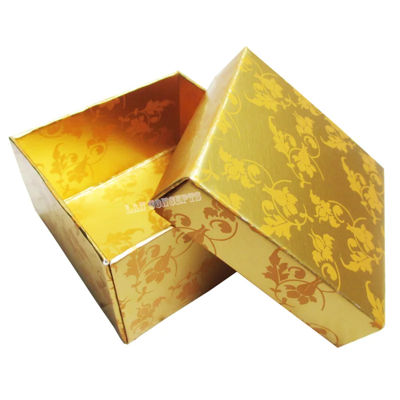 

Cardboard Favors Box Foldable DIY Square Candy Box for wedding party baby shower - 6.5x6.5x3.8cm gold 100pcs/lot free shipping
