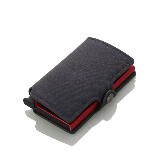 Black red box Weduoduo алюминиевый кошелек для карт, кредитный держатель для карт с блокировкой RFID, чехол для карт для мужчин и женщин, искусственная кожа, 4 цвета, держатель для карт - Цвет: Black red box