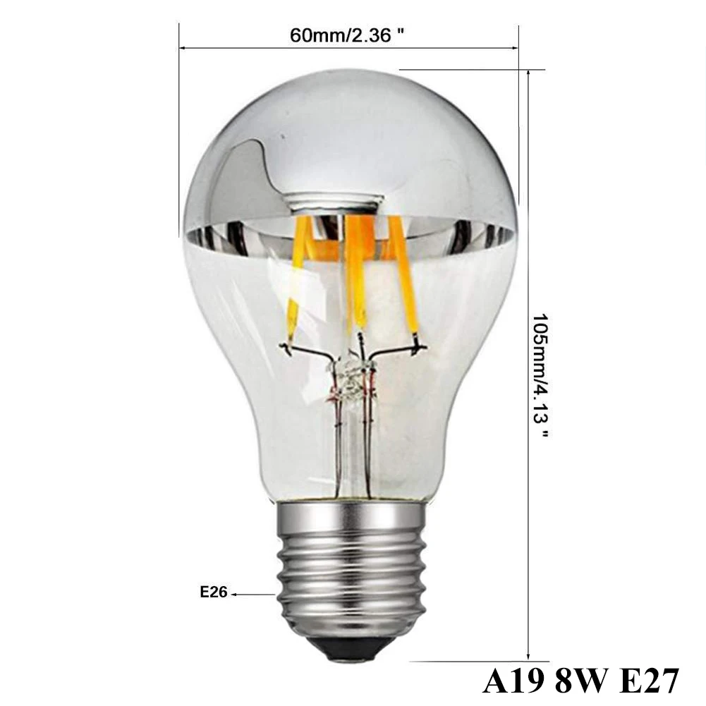 A19 8W E27 220V-240V Ganriland светодиодный лампы с регулируемой яркостью E14 E12 светодиодный Корона Серебряный зеркальный светильник лампа 4 Вт 6 Вт 8 Вт, теплый белый свет 2700K G45 G125 светодиодный E26 E27 220V лампы - Испускаемый цвет: A19 8W E27 220V-240V