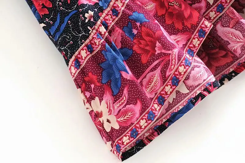 Everkaki Boho шикарное летнее винтажное Плиссированное Макси-платье с цветочным принтом и птицами для женщин модные юбки с эластичной резинкой на талии и кисточками