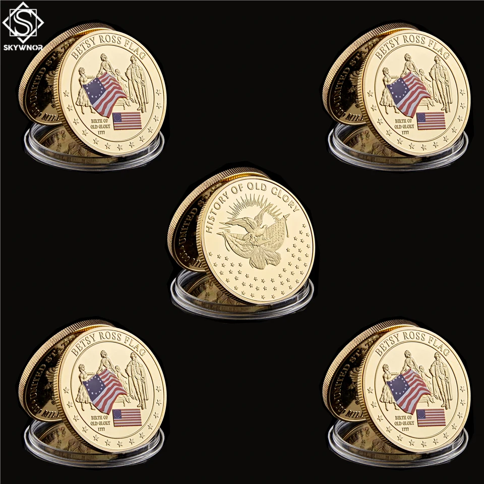 

5PCS/Lot 1777 Betsy Ross USA Flag Designer Challenge Coin History of Glory Replica Coin Collection