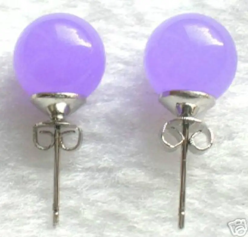FREE SHIPPING6 pairs -10mm pink/purple/blue/red/green jade/black agate/tiger eye stud earring A0422 | Украшения и аксессуары