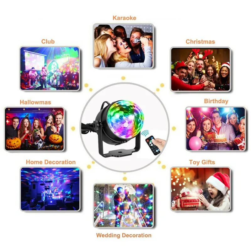 Мини RGB 3 Вт 7 цветов магический шар Светодиодная сценическая лампа DJ диско