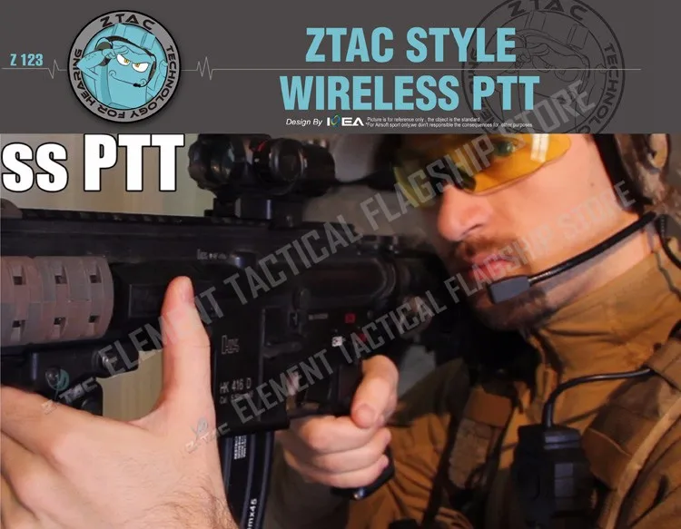 Z тактический страйкбол ZTAC стиль беспроводной адаптер PTT для пельтора слуховой протектор гарнитура zsordin Militar PTT Midland Kenwood