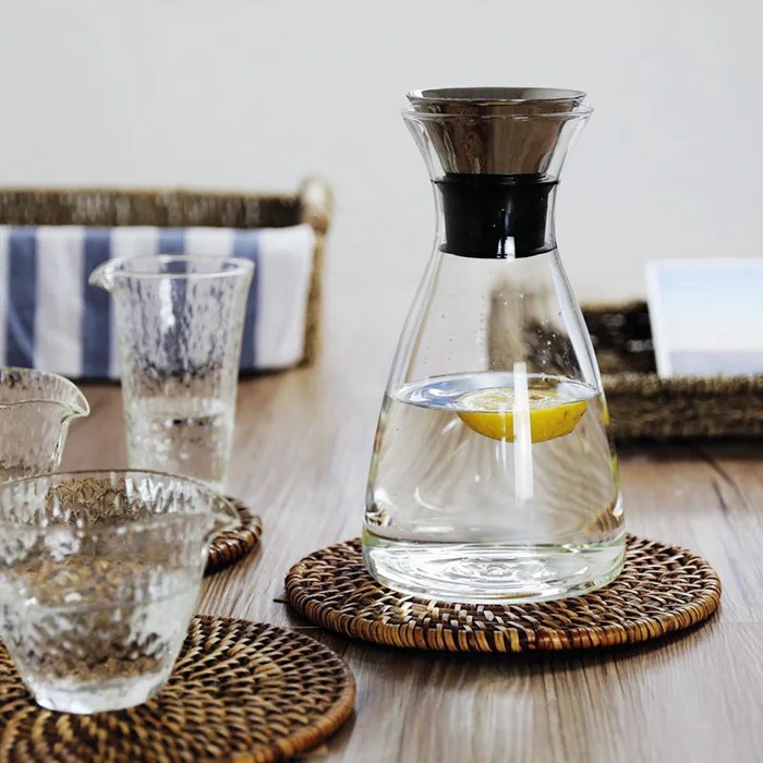 

Simple Zakka Style Water Bottle Juice Kettle Heat-resistant Explosion-proof Glass High Quality Teapots Handmade Blown 1000ML