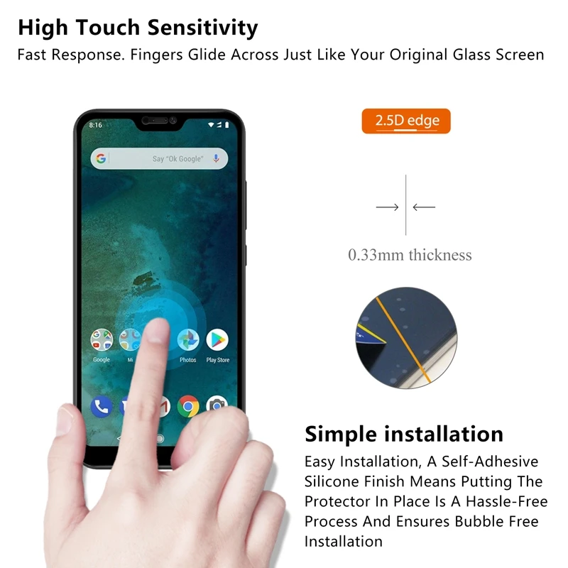 Защитное стекло для Xiaomi Mi A2 Lite защита экрана полное покрытие закаленное MiA2 |