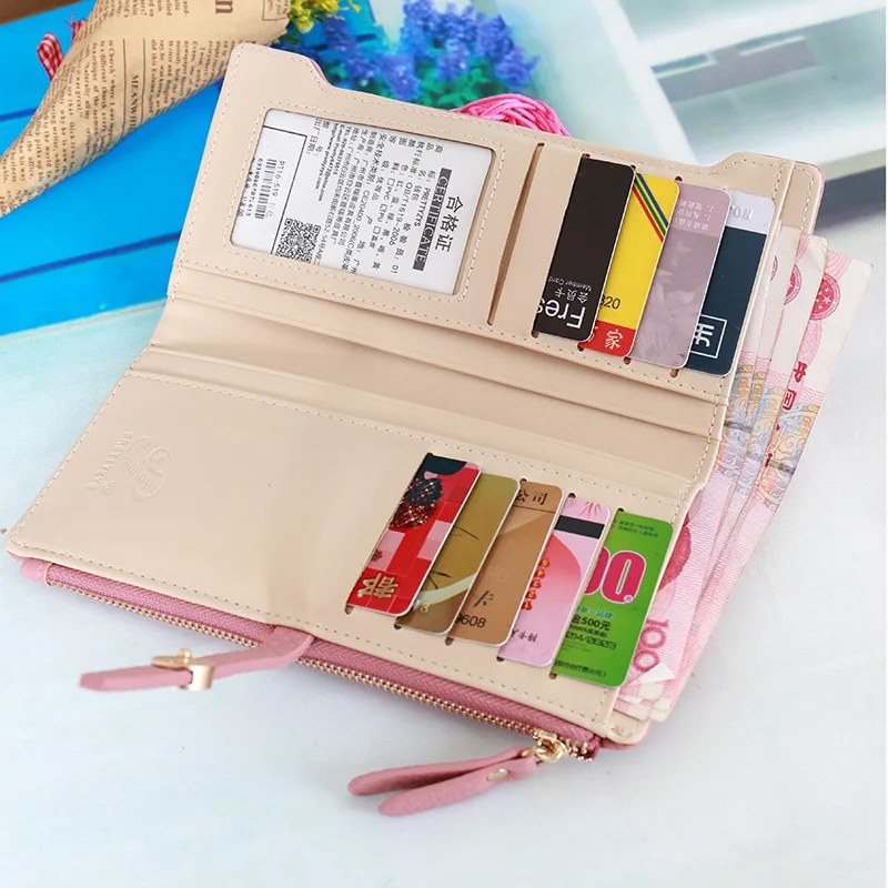 Женский Длинный кошелек DIGERUI кожаный с застежкой для монет и карт A1489|coin card holder|purse