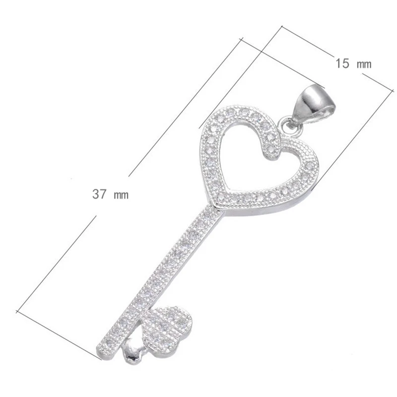 White Gold Pendant Ручной работы DIY материал для изготовления украшений роскошный цветок ключ кулон аксессуары для женщин Свадебный день рождения чокер колье изготовление - Окраска металла: White Gold Pendant