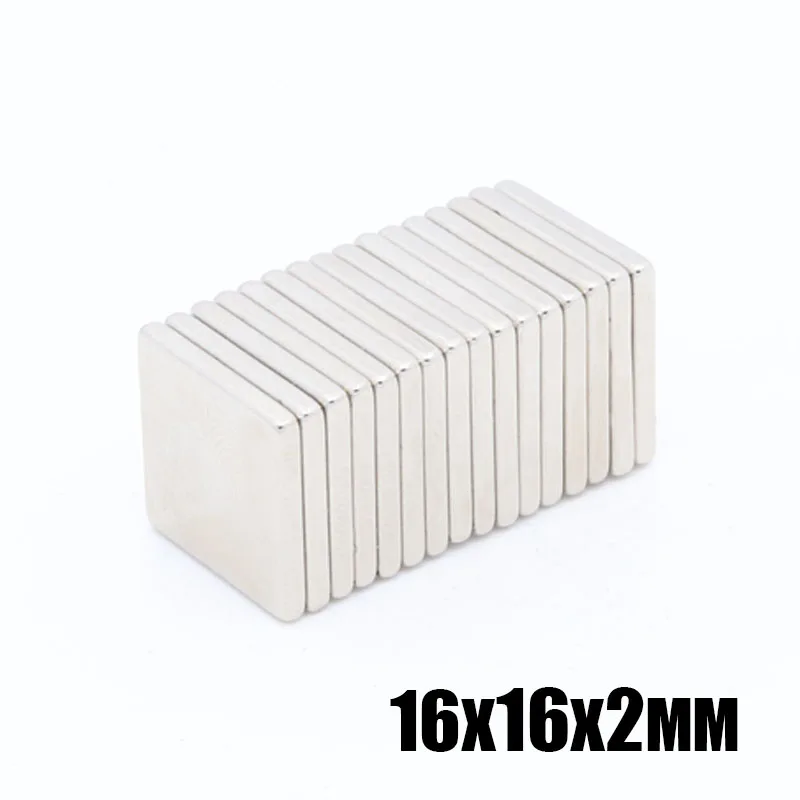 50pcs 16mm x 2mm Strong Powerful Block Square Magnet Craft Model Rare Earth 16*16*2mm Neodymium Permanent 16x16x2 | Обустройство дома