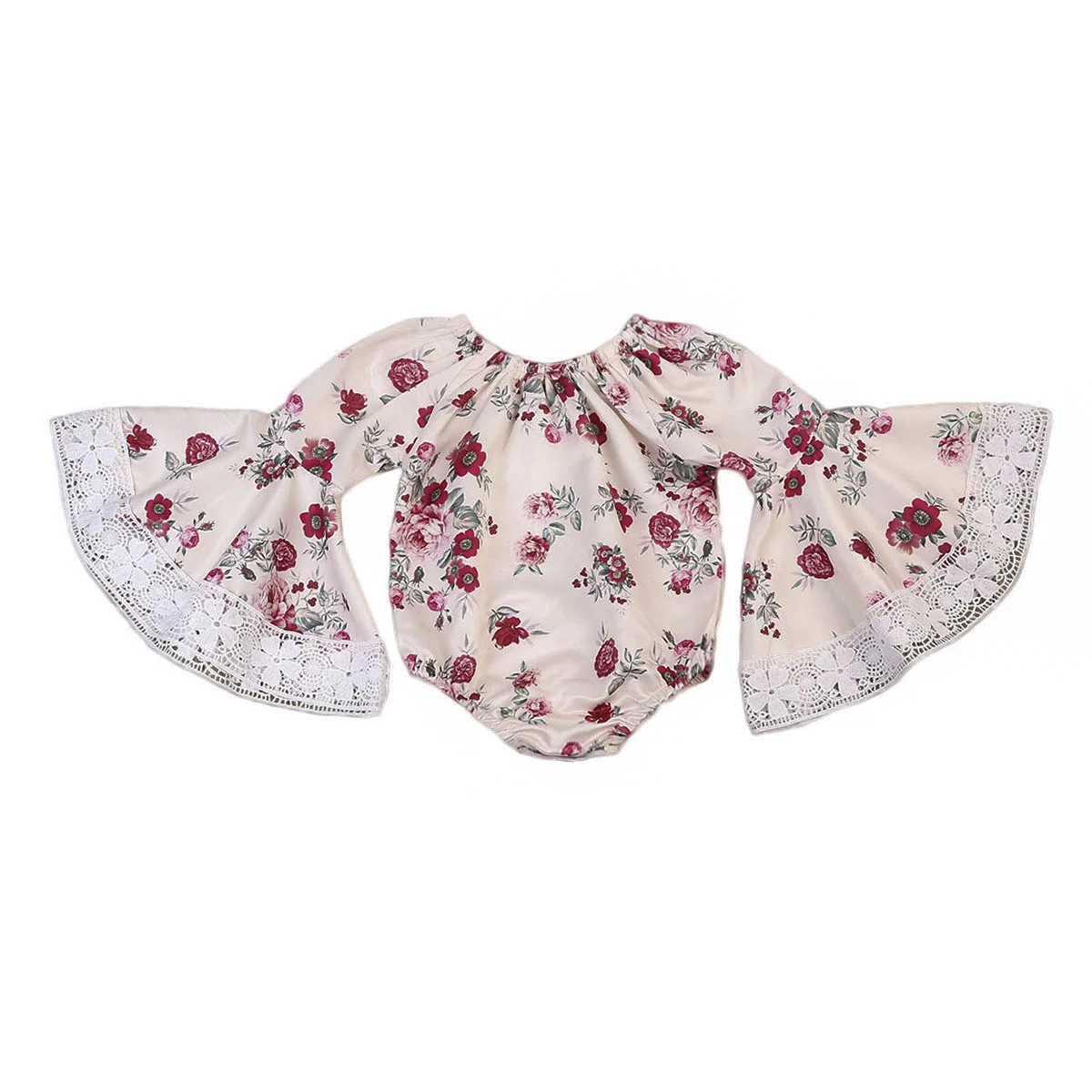 Одежда для новорожденных девочек кружевной комбинезон с цветочным рисунком