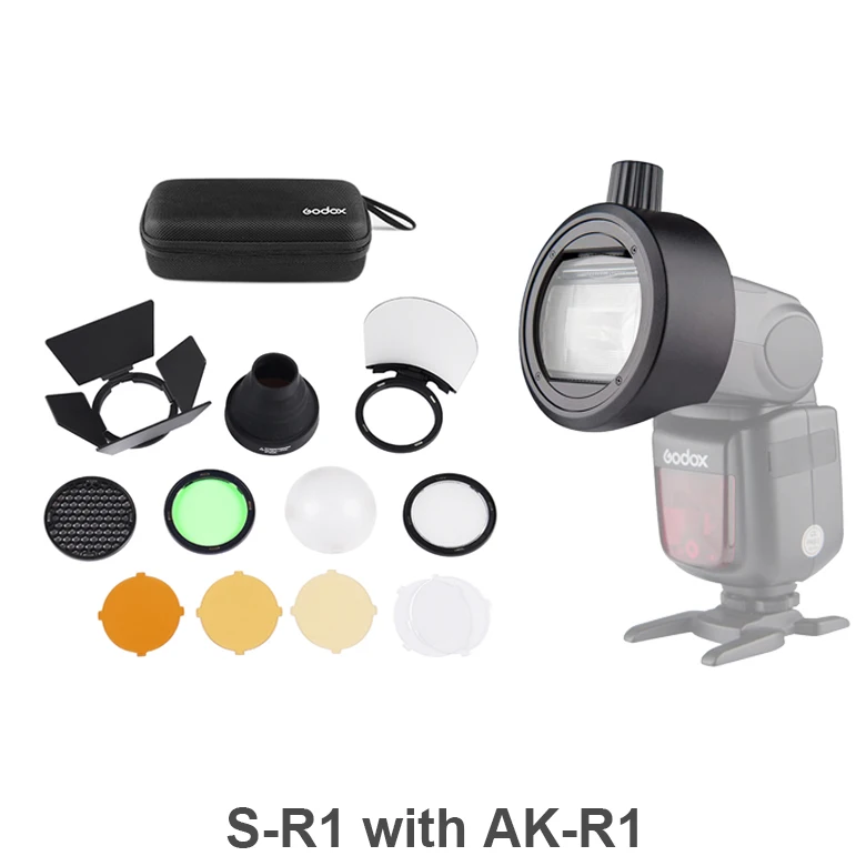 S-R1 with AK-R1 Godox AD200 аксессуар для вспышки WITSTRO H200R круглая головка для вспышки и EC-200 Удлиняющая головка AK-R1 отражатель цветовой температуры - Цвет: S-R1 with AK-R1