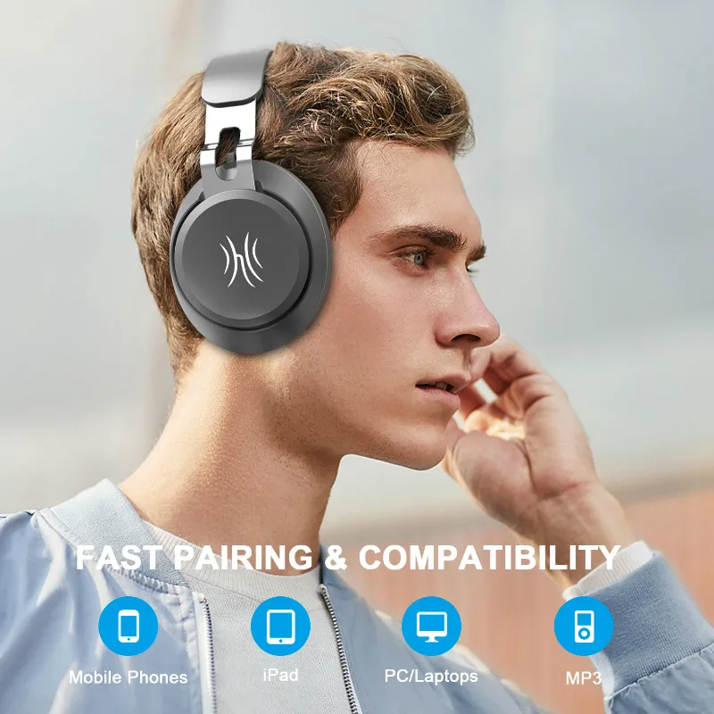Oneodio, Bluetooth наушники с микрофоном, Спортивная беспроводная гарнитура, Bluetooth 5,0, Накладные наушники, стерео, басы, громкая связь, звонки