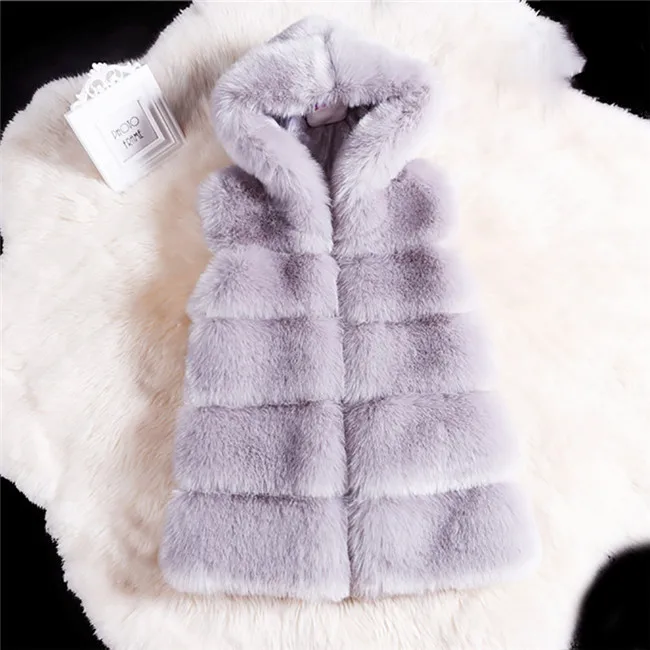 Light Grey Элегантный женский меховой жилет, повседневные толстовки, теплый тонкий жилет без рукавов из искусственного лисьего меха, зимняя куртка, жилет для женщин, casaco feminino - Цвет: Light Grey