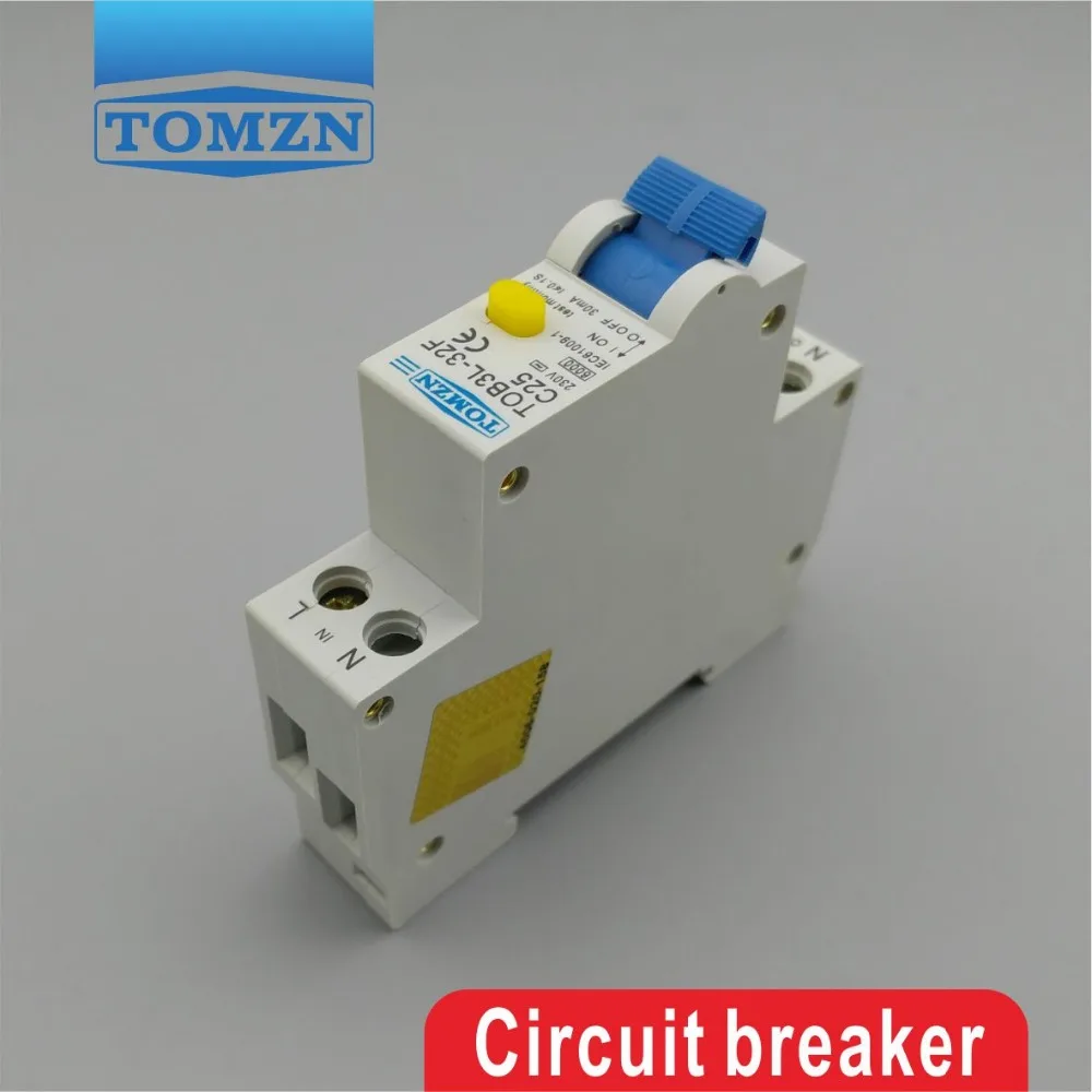 TOB3L 32F 18 мм RCBO 25A 1P + N 6KA автоматический выключатель остаточного тока с защитой от